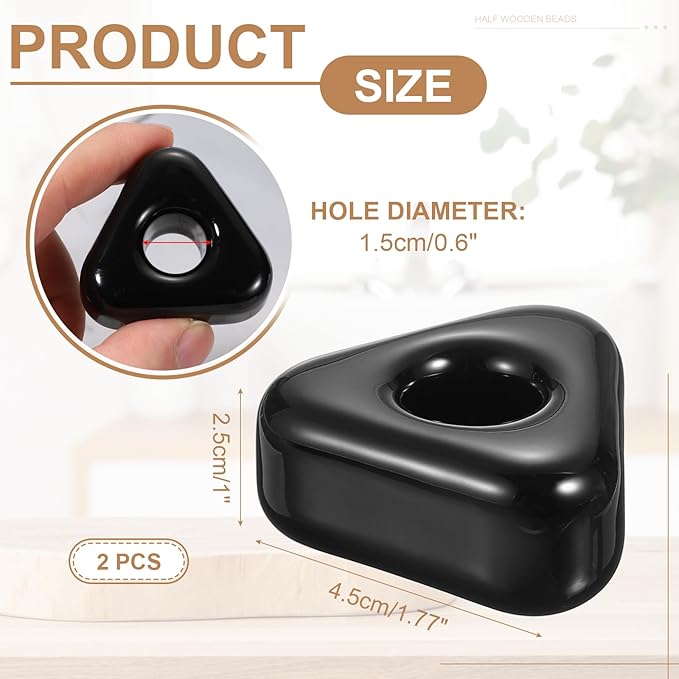 uxcell 2 Pcs Mini Ceramics Toothbrush Holder Stands, Sleek Mini Countertop Toothbrush Triangle Shape Ceramic Holder Stand for Bathroom Vanity Countertops, Black