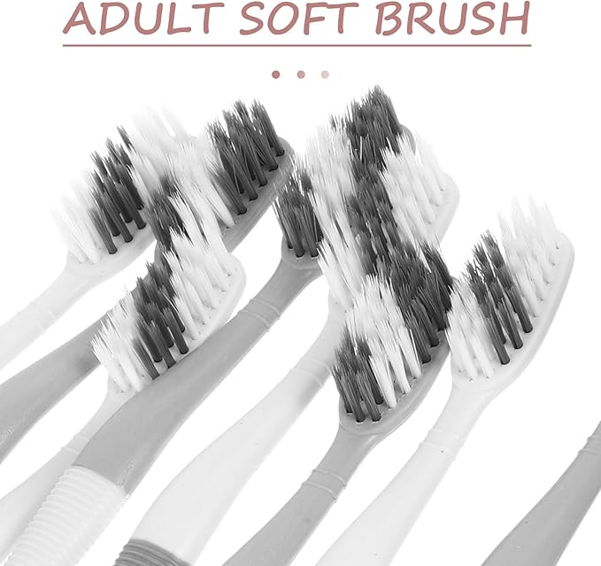 Ciieeo Silicone Tongue Scraper Toothbrush Set 8pcs Soft Bristles Dual-Head Toothbrush with Tongue Cleaner for Adults Travel Oral Care Tool