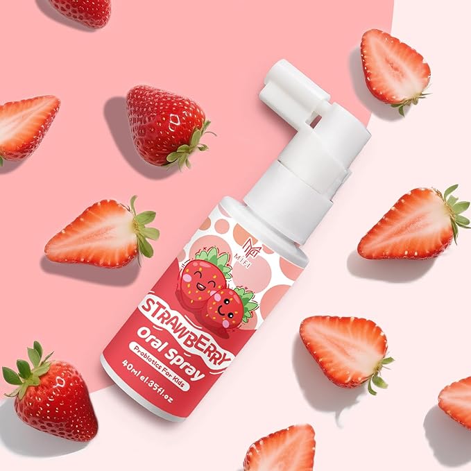 Kids Oral Spray, Toddler Toothpaste Helper for Daily Oral Care and Fresh Breath,Fruit-Flavored, Probiotic Oral Spray for Child (1Pack, Strawberry)