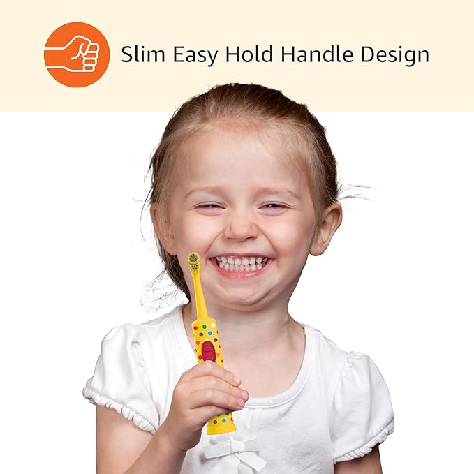 Amazon Basics Kids Battery Powered Toothbrush, 2 Count, 1 Pack (Previously Solimo)