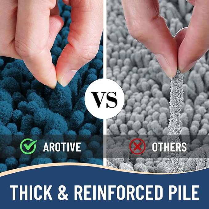 Arotive Luxury Round Chenille Bathroom Rug Mat, Extra Soft Thick Absorbent Shaggy Bath Rugs, Non-Slip Machine Wash Dry Plush Bath Mats for Bathroom, Shower and Tub, 24x24, Peacock Blue