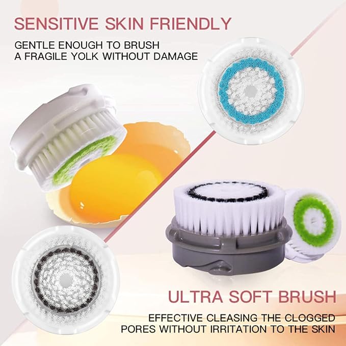 Brush Head Replacements Compatible with Clarisonic Mia 1, Mia 2, Mia Fit, Alpha Fit, Smart Profile Uplift and Alpha Fit Face Cleaning Brush Heads (Blue-2Pack)