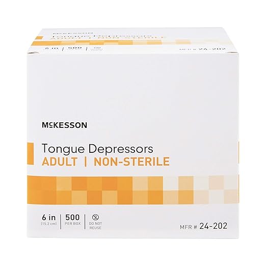 McKesson Tongue Depressors [500 Count] Adult Size, Non-Sterile, Wood, Unflavored, Splinter-Free, 6 in – Use for Medical, Arts, Crafts, Spa