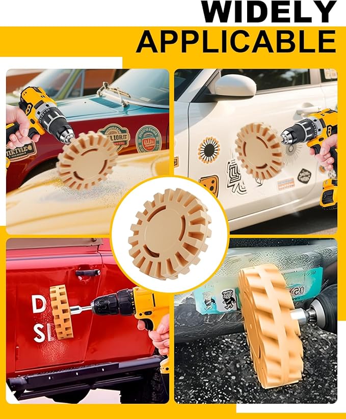 Eraser Wheel, Decal Removal Tool, Adhesive Remover Wheel for Automotive Car Sticker, Vinyl, Rv, with Plastic Razor Blades Scraper Tool, Serrated & Solid Eraser Wheel and Polishing Pads -17 Pcs