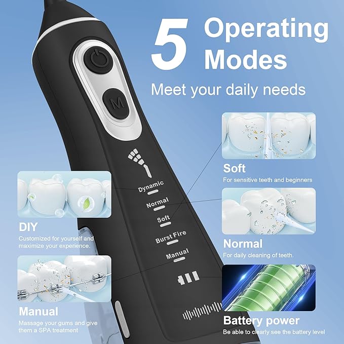 Electric Water Flosser Water Flosser Portable Dental Flosser Oral Cleaning (L15 Black)