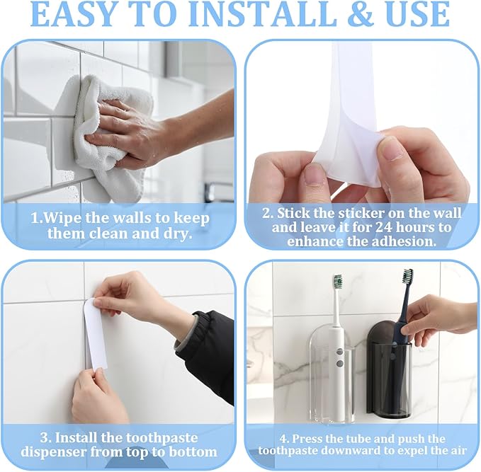 Wall-Mounted Electric Toothbrush Holders, 2Pcs Toothbrush Stand Self Adhesive Electric Tooth Brush Organizer Space Saver (Clear, Grey)