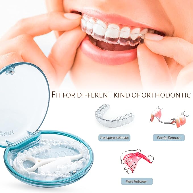 Retainer Case 2 Pack, Compatible with Invisalign, Slim Mouth Guard & Aligner Holder, Durable Portable Retainer Box with Easy Open Magnetic Closure for Travel, Adults & Teens