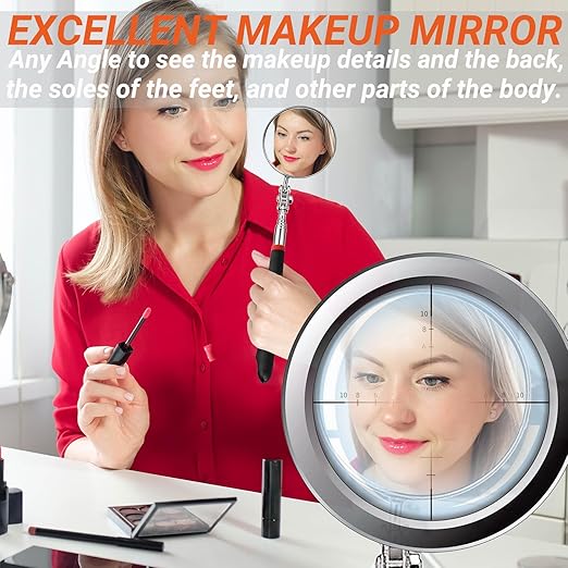 Mens Valentines Day Gifts - Telescoping Inspection Mirror, Round Mirror Tool, Birthday Gifts for Men, Mens Gifts for Dad, Him, Husband, Boyfriend, Handyman