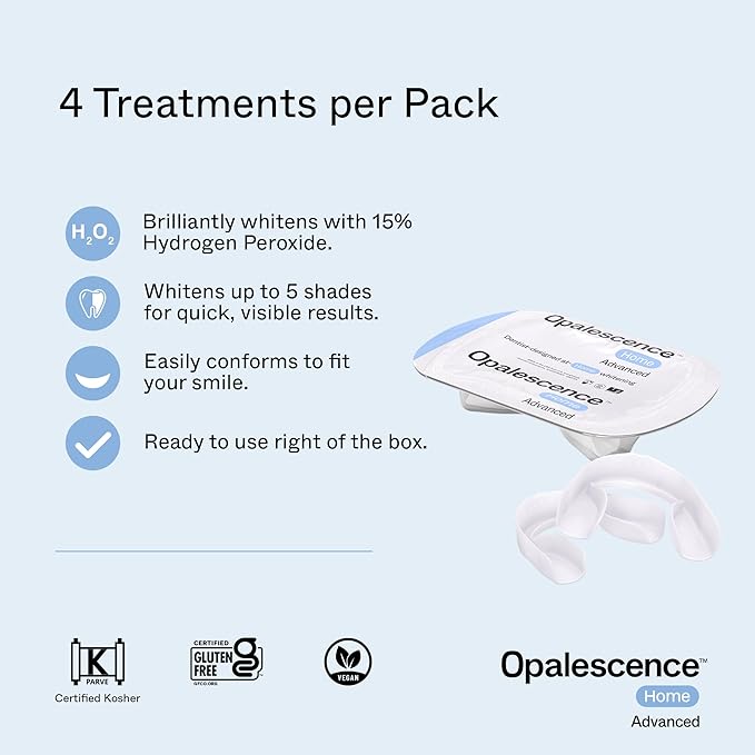 Opalescence GO Home Advanced Teeth Whitening Trays 15% (4 Treatments) Hydrogen Peroxide PF - Whitening Prefilled Kit - Developed by Leaders in Professional Whitening 6006-T