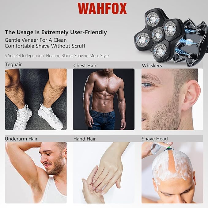 WAHFOX Magnetic 5 Heads Shaver Replacement Heads Compatible with Bird Freedom Shaver