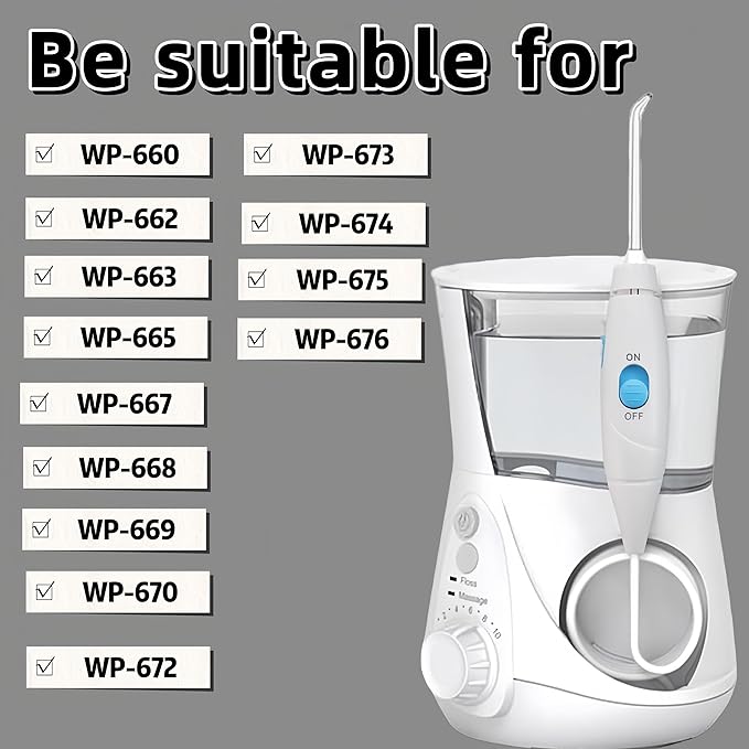 Replacement Hose and Handle Parts Compatible with Waterpik Replacement Parts - Waterpik Water Flosser WP-100 WP-300 WP-660 WP-900 Series Oral Irrigator, Oral Hygiene Accessories(Slide Switch, White)