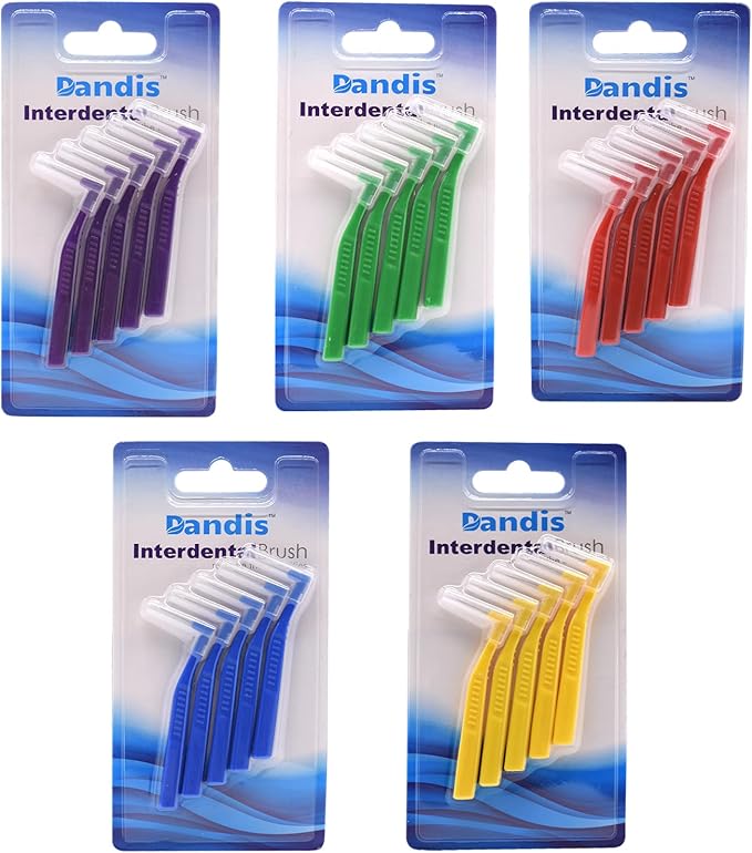 Angzhili 25 Pcs Interdental Angle Brushes, Reusable Dental Cleaners, Oral Hygiene Brush, Toothpick Floss for Braces, Tooth Cleaning Tool (Multi-Colored)