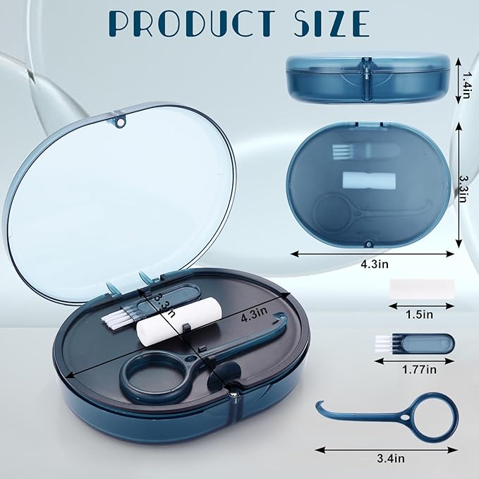 New Double-layer Retainer Storage Case with Belt Chewing,Removal Tool,Cleaning Brush,Built in Mirror Orthodontic Retainer Case