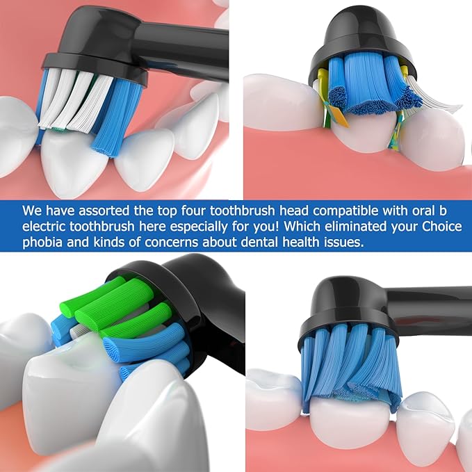 Replacement Toothbrush Heads Compatible with Braun Oral b 7000/Pro 1000/9600/ 5000/3000/8000/Genius and Smart Electric Toothbrush (black-8pcs)
