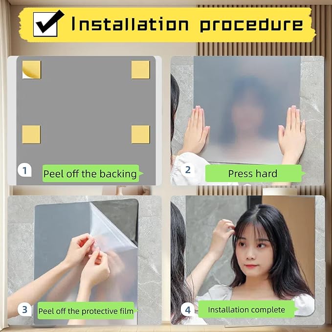 Cute Anti-Scratch Mark Non-Punch Acrylic 4 Heart-Shaped Mirror Set,High Definition Wall Mirrors for Homes, Offices and Children's Rooms, are Not Brittle or Deformable