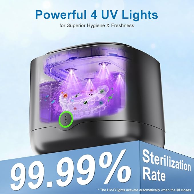 Ultrasonic Retainer Cleaner, 45kHz Retainer Cleaner Machine UV-C Dental Cleaning Pod Lights, 24W, 4000mAh, 200ml, for Denture, Night Guard, Mouth Guard, Aligner, Brace, Multiple