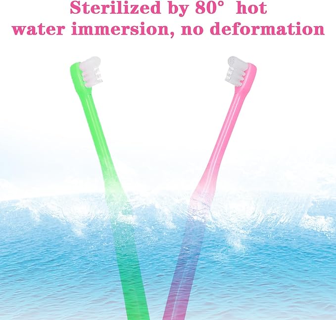 2Pcs Orthodontic Tooth Brush, Soft End Tapered Wisdom Toothbrush, Small Head End Tuft Toothbrush for Adult, Periodontal, Detail Cleaning (Pink Green)