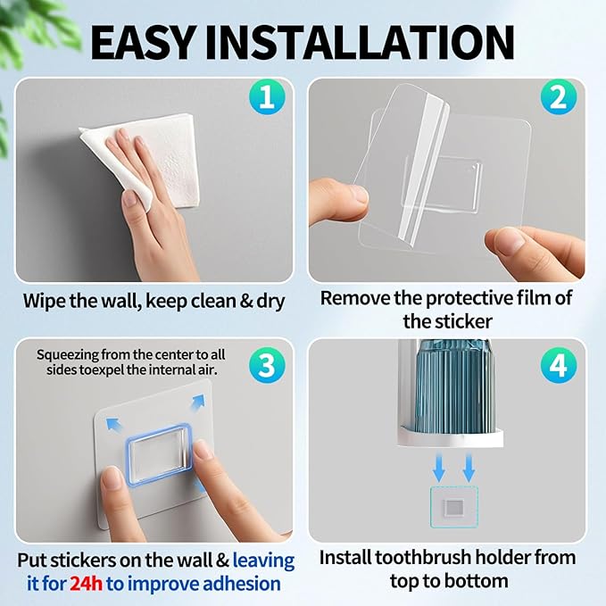 Toothbrush Holder,Bathroom Toothbrush Holder Suitable for Bathroom Organizer Place The Cup Upside Down to Drain Bathroom Stands for Storing Toothpaste Toothbrushes and Other Toiletries (Gray)