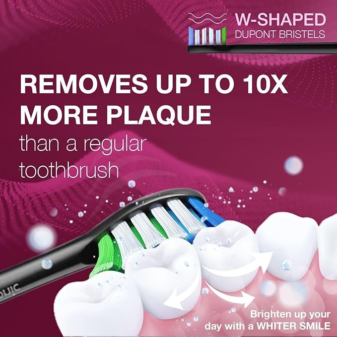 Wagner Stern The Ruby Red Edition ultrasonic whitening Electric Toothbrush Features Five Brushing Modes, Eight Soft Brush Heads, and a Premium Travel case.