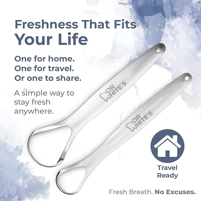 Dr. White’s Precision Tongue Care™ Collection – Precision Duo Tongue Cleaner, Premium 420 Surgical-Grade Stainless Steel Tool for Advanced Oral Care