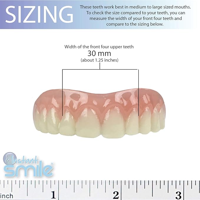 Professional Cosmetic Upper - New from Instant Smile! Hand Crafted Detail, Custom fit at Home! Works Best in Medium to Large Sized Mouths.