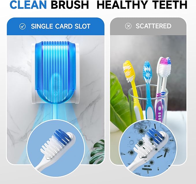 Toothbrush Holders for Bathrooms【Upgrade Single Slot Design】 Toothbrush Holder Wall Mounted with Cover Moisture-Proof and Dust-Proof Toothbrush Storage Organizer for Shower Family and Travel 3PCS