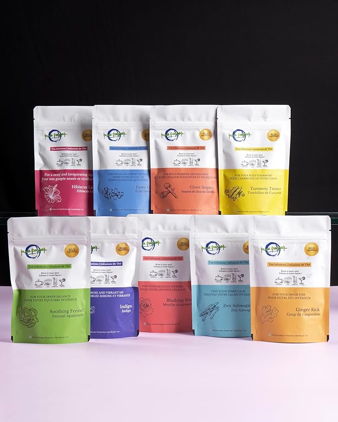 Blue Pepper Mint Tea Infusion | Refreshing Mint Blend with Rose Petals, Coriander, Licorice Root & Amla | Caffeine-Free Natural Beverage