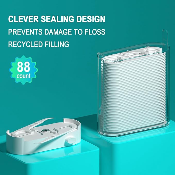 Holy Rose Dental Floss Picks Dispenser,Adults for Clean Teeth Floss Sticks Toothpick,Automatic Pop-Up Organiser Case with Flossers 88 Count,Flosser Holder Container is Perfect Tool for Tooth Care.