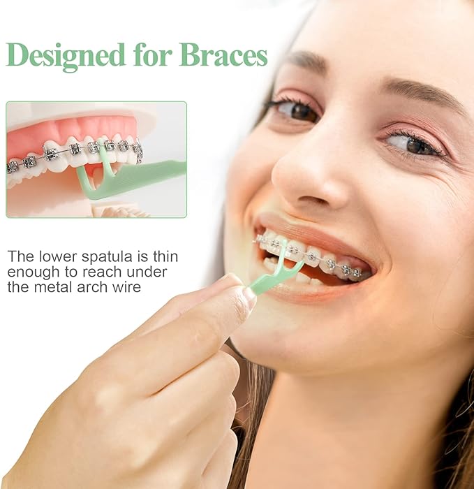 300 Count Orthodontic Flossers for Braces with Floss Dispenser, Braces Flossers for Kids Teeth & Adults, Dental Floss for Braces, Dental Floss Picks, 50 Count Bag (Pack of 6)