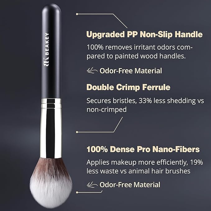 BEAKEY Makeup Brushes Set, Professional Foundation Eyeshadow Concealer Blush Powder Bronzer Applicator, 2 Blender Sponge with Beauty Paper Case stocking stuffers for women