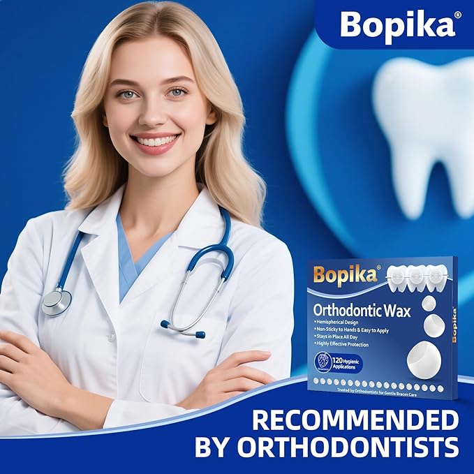 Bopika Orthodontic Wax for Braces Wax Dots 120 Individually Wrapped, Strawberry Flavored Dental Wax for Comfort & Protection