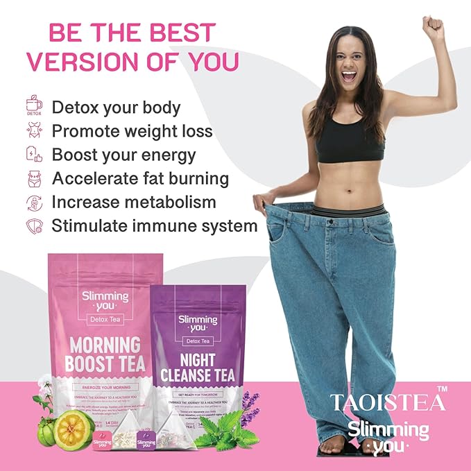 Detox Tea - 14 Day Teatox Herbal Tea for Body Detox Cleanse and Weight Loss - 1 Morning Boost Tea (14 Bags) & 2 Night Cleanse Tea (14 Bags), 100% Natural, Non GMO