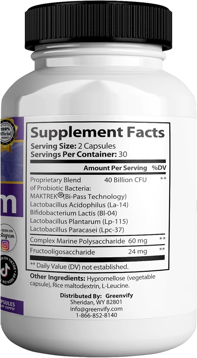 Dentuvium Max Probiotic Supplement - 40 Billion CFU - Supports Teeth Gums Throat Digestive Health - Gluten Free Sugar Free Non-GMO - 60 Capsules (3)