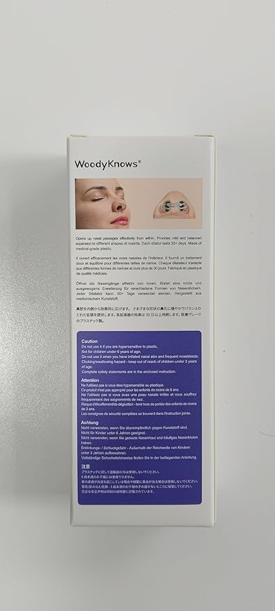 WoodyKnows Super-Support Nasal Dilator, Improves Sleep and Sports Airflow, Nasal Congestion and Nose-Related snoring aid (Trial XS/S/M/L)