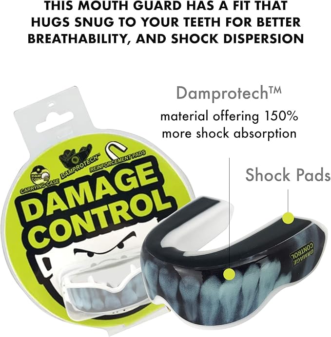 DAMAGE CONTROL Extreme Impact Mouth Guard – Sports Mouthguard for Boxing, MMA, BJJ, Hockey, Rugby, Lacrosse, & More – Mouthpiece for Teeth & Jaw Protection, for Youth & Adults (Youth, X-Ray)