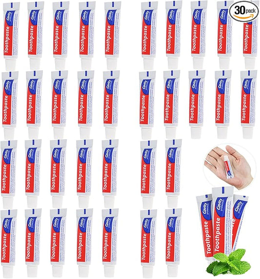 HAIFOTRVA 30 Tubes Bulk Travel Size Toothpaste,0.176 oz Extra Small Toothpaste Travel Size Bulk Mint Mini Disposable Toothpaste for Hotel,Guests,Homeless,Charity(Too Small, Only Good for Single Use)