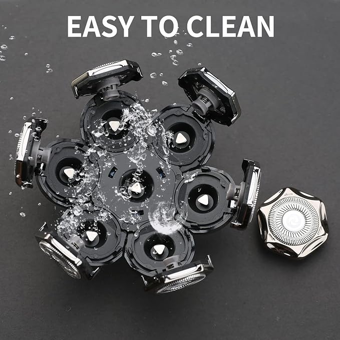 7 Blades Head Shaver Replacement Heads Electric Shaver Universal Replacement Blade Head Electric Razor for Men (7D Silvery)