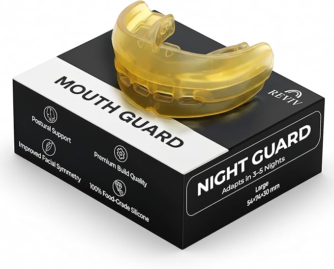 Reviv R1 Mouth Guard for Grinding Teeth at Night | Food-Grade Silicone Night Guard | Guard for Teeth Clenching Nighttime Protection (Large Yellow)