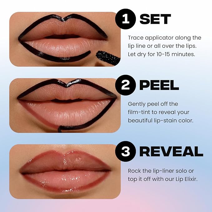 Sacheu Lip Liner STAY-N Peel Off Lip Stain — Long Lasting Matte Lip Tattoo Transfer Proof Lipstain Infused with Hyaluronic Acid & Vitamin E for All Skin Types — Vegan & Cruelty-Free, Deep Bundle