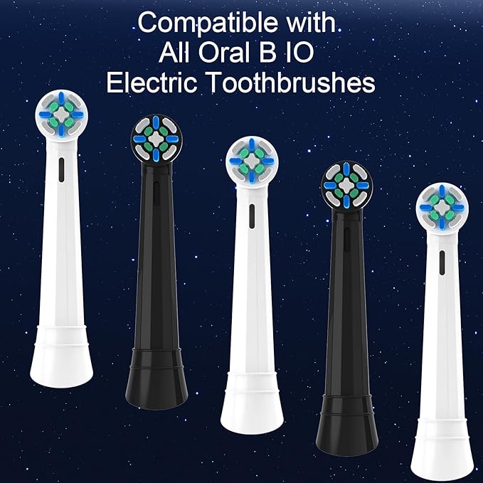 6 Pcs IO Replacement Heads Compatible with Oral B IO 2/3/4/5/6/7/8/9/10/Deep Clean Electric Toothbrush, Medium Bristles Brush Heads Compatible with Oral B IO for Effective Plaque Removal (Black/White)
