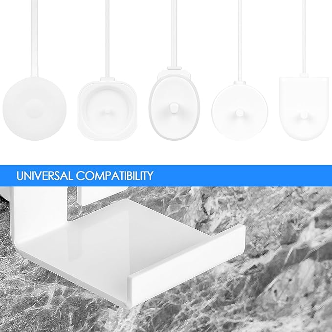 Electric Toothbrush Holder Wall Mounted, Electric Toothbrush Cord Organizer Holds 1 Chargers, Self Adhesive Electric Toothbrush Stand for Bathroom, Medicine Cabinet, Dorm(White)