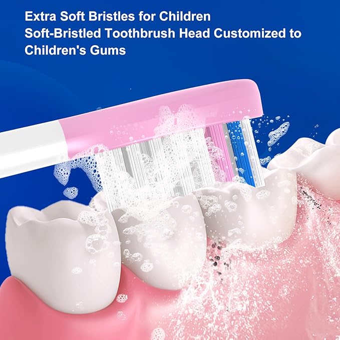 Kids-Replacement-Heads for-Philips-Sonicare,Toothbrush-Replacement-Heads Age 7+,Soft Bristles Replacement Toothbrush Heads for Children, Blue and Pink,10 Packs