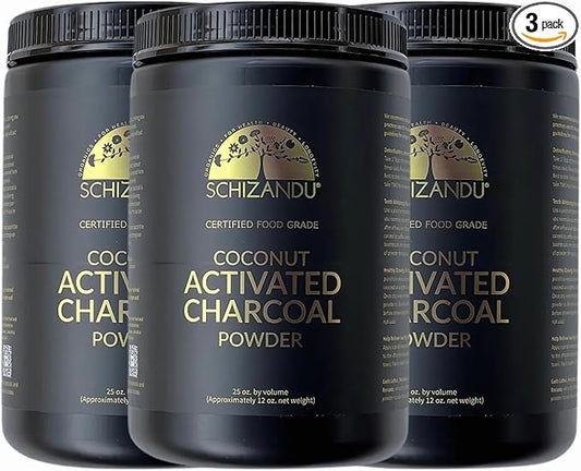 Organic Charcoal Powder Activated Charcoal Natural, Vegan, Organic, GMO Free - Large Bottle 25 oz Powder - 3pack