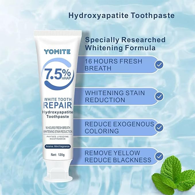 Hydroxyapatite Toothpaste for Whitening & Sensitive Teeth – 2 PCS Nano Hydroxyapatite Toothpaste for Daily Enamel Care