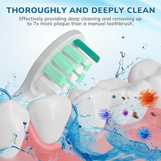 Replacement Toothbrush Heads Compatible with Philips Sonicare：16 Pack Soft Replacement Electric Brush Head for 4100 5100 6100 HX9023/65 W Optimal Control Snap-on System（B&W）