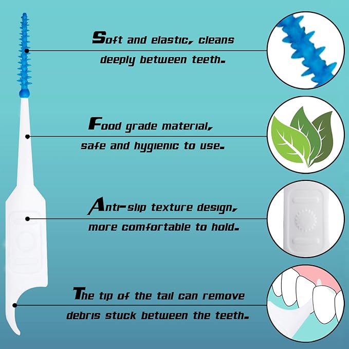 Soft Silicone Interdental Brush, Braces Brush, Corrective Brush, Adaptive, Disposable Picks for Teeth Cleaning (100PCS)