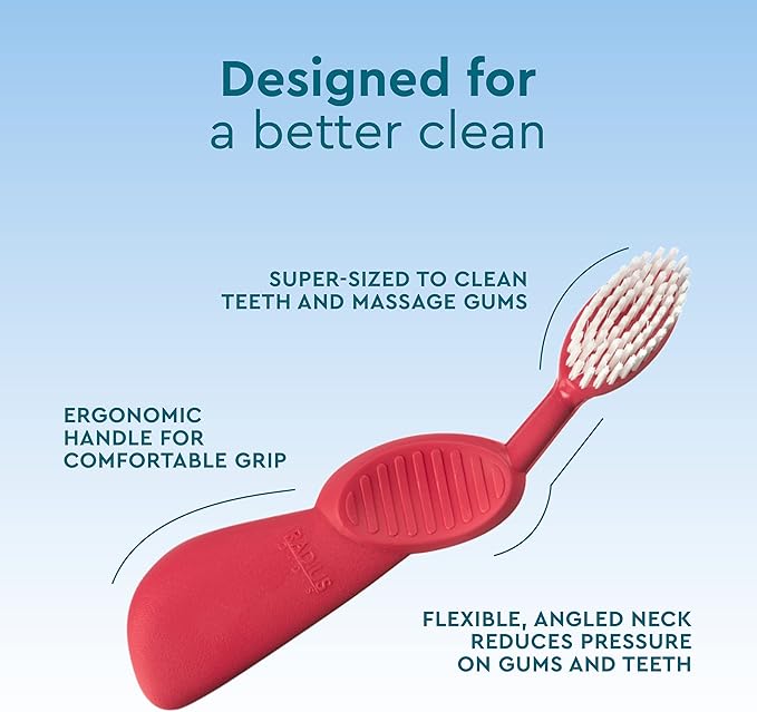 RADIUS Flex Brush with Soft Bristles Toothbrush BPA Free & ADA Accepted Designed to Improve Gum Health & Reduce Issues - Right Hand - Purple/White - Pack of 1