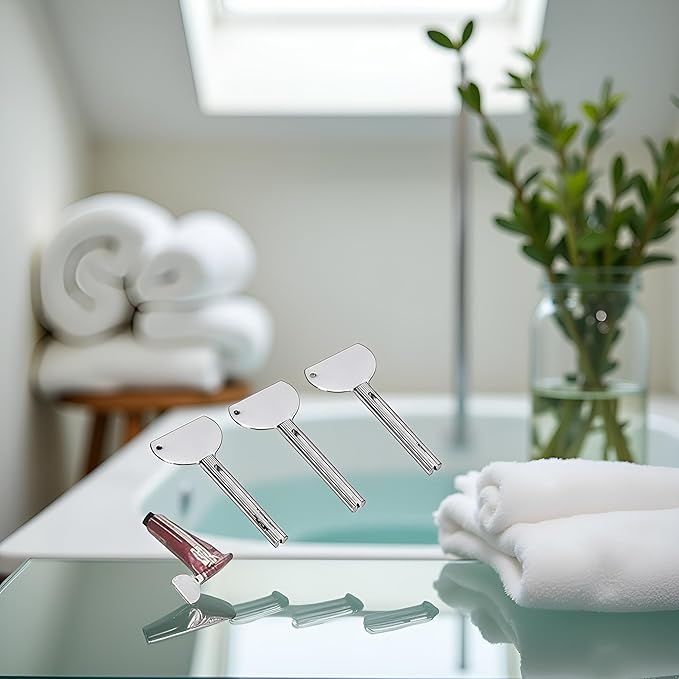3Pcs Silver Stainless Steels Metal Tube Squeezer Keys Salon Toothpaste Tube Squeezers Toothpaste Roller, Rolling Toothpaste Squeezer, Bathroom Safety, Aids and Accessories