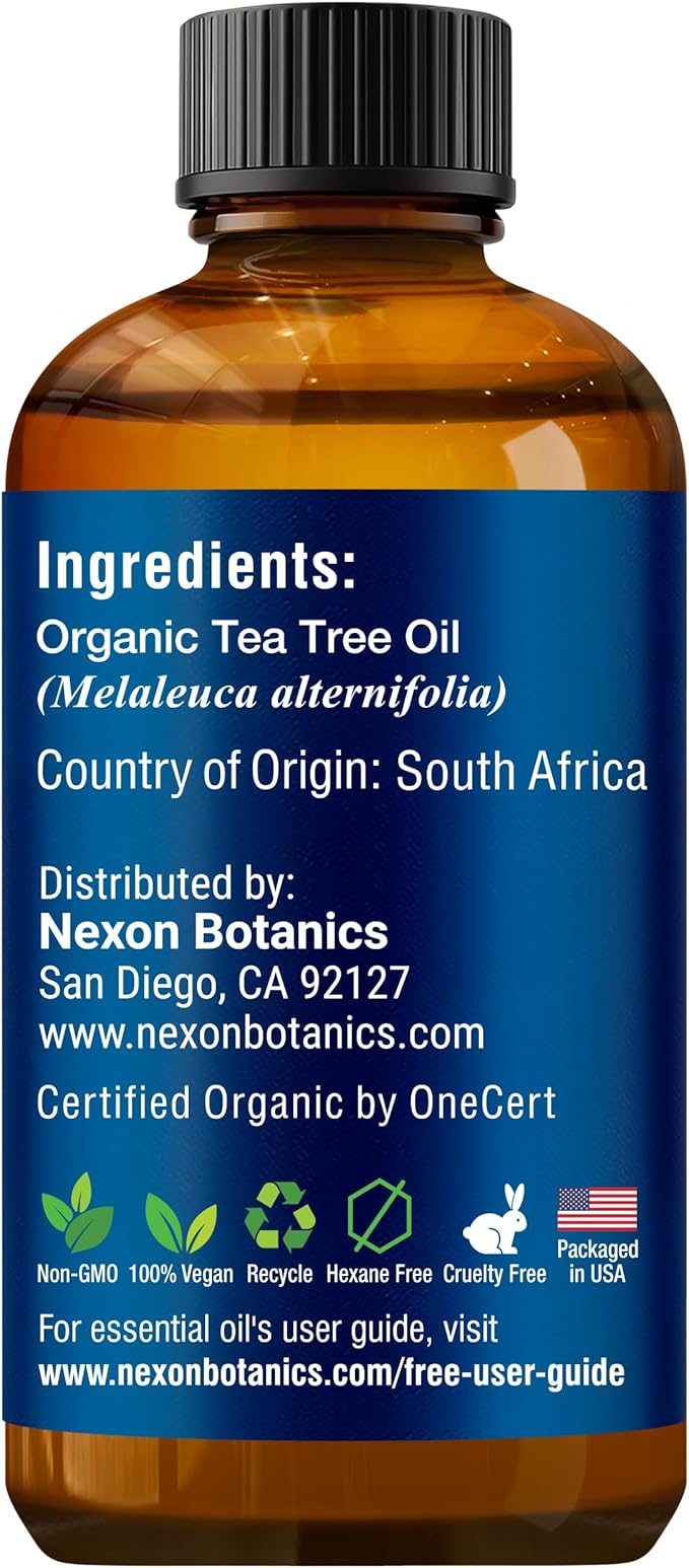 Organic Tea Tree Essential Oil 30 ml - Pure, Natural Oils for Aromatherapy, Diffusers, DIY, Candle and Soap Making Scent - Nexon Botanics
