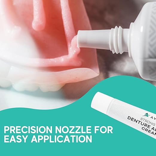 Extra Strong Denture Adhesive Cream, 12 Hour Hold Dental Glue, Waterproof, Zinc & Fluoride Free, Easy Apply Nozzle, Seals Food Out for Comfort, Mint Flavor (6 Pack, 8.4 Fl Oz)